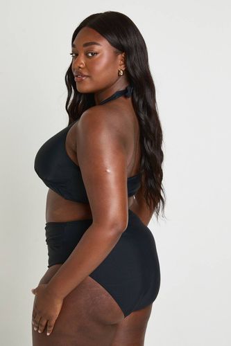 Bas De Bikini Grande Taille Taille Haute Effet Ventre Plat Avec Détail Cache-cœur | Taille 56 - boohoo - Modalova