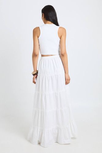 Jupe Longue Maxi En Popeline De Coton À Volantss Grandes Tailles | Taille 44 - boohoo - Modalova