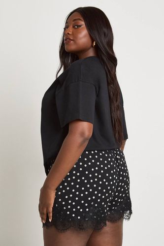 Short En Mousseline Avec Bordure En Dentelle Grande Taille | Taille 48 - boohoo - Modalova