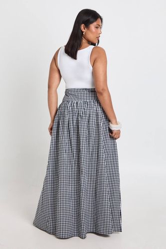 Jupe Longue En Popeline Vichy Grande Taille | Taille 48 - boohoo - Modalova