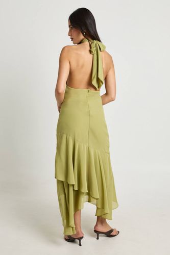 Robe Midaxi En Mousseline Col Montant Détail Floral Ourlet Asymétrique | Taille 44 - boohoo - Modalova