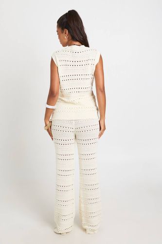 Ensemble Coordonné Haut Long Et Pantalon En Maille Crochet | Taille Medium - boohoo - Modalova