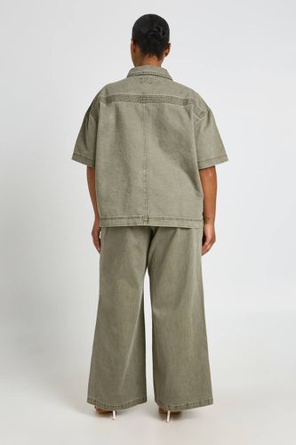 Pantalon Large Taille Élastiquée En Denim Délavé Grande Taille | Taille 48 - boohoo - Modalova