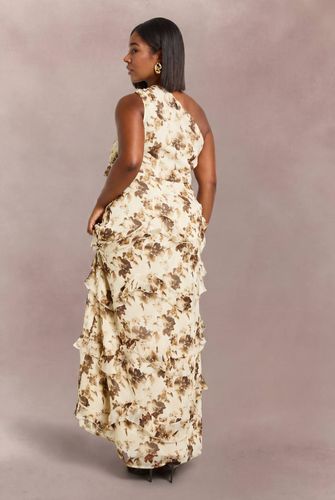 Robe Maxi Asymétrique En Mousseline À Imprimé Floral Grande Taille | Taille 46 - boohoo - Modalova