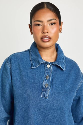 Robe Chemise En Denim À Manches Longues Grande Taille | Taille 44 - boohoo - Modalova