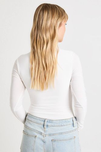 Body Petite À Manches Longues Et Col Rond En Tissu Slinky Double Épaisseur | Taille 46 - boohoo - Modalova