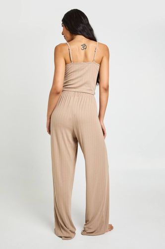 Ensemble Pyjama Grande Taille Caraco Pointelle Et Pantalon Large | Taille 46 - boohoo - Modalova