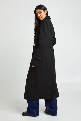 Trench Long Ceinturé Aspect Laine | Taille 46 - boohoo - Modalova