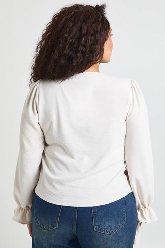 Chemisier Grande Taille À Manches Bouffantes Avec Boutons Devant | Taille 48 - boohoo - Modalova