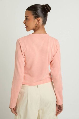 Haut à Manches Longues Rayé avec Boutonnage | Taille 44 - boohoo - Modalova