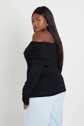 Haut Grande Taille Bardot À Ourlet Asymétrique | Taille 48 - boohoo - Modalova