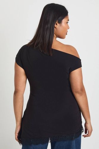 Haut Grande Taille à Ourlet en Dentelle Asymétrique | Taille 48 - boohoo - Modalova