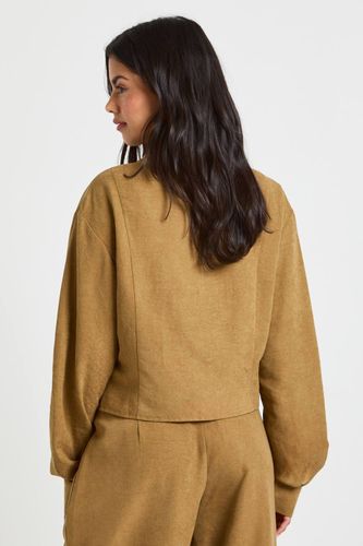 Haut Zippé À Col Cheminée Et Manches Ballon | Taille 42 - boohoo - Modalova