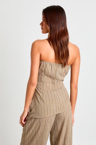 Haut Bandeau Aspect Lin À Rayures Et Ourlet Asymétrique | Taille 44 - boohoo - Modalova