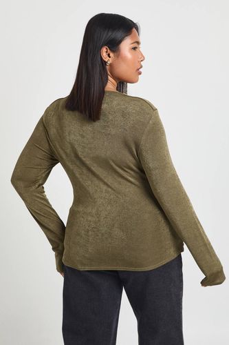 Haut Grande Taille À Manches Longues Avec Détail Noué | Taille 48 - boohoo - Modalova