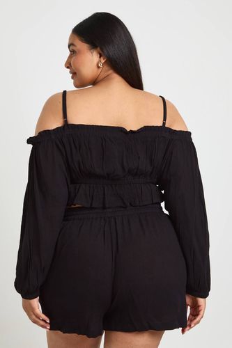 Haut Bardot Texturé Grande Taille Pour La Plage | Taille 48 - boohoo - Modalova