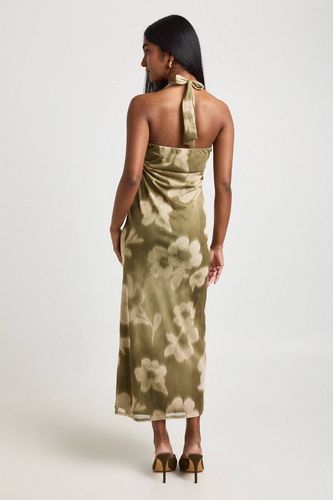 Robe Mi-longue À Décolleté Plongeant En Mesh Imprimé Floral Avec Perles | Taille 44 - boohoo - Modalova