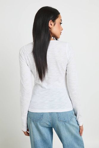 Haut Henley Transparent En Coton Slub | Taille 44 - boohoo - Modalova
