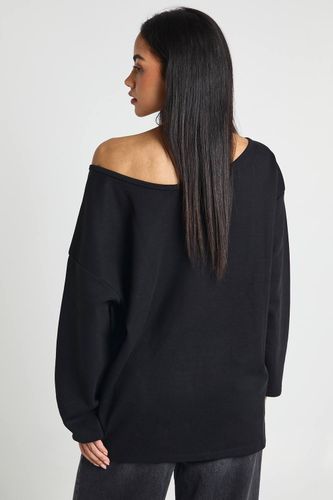 Sweat-shirt Interlock Épaules Dénudées Coupe Longue | Taille Medium - boohoo - Modalova