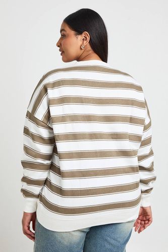 Sweat-shirt Oversize À Rayures Grande Taille | Taille 48 - boohoo - Modalova