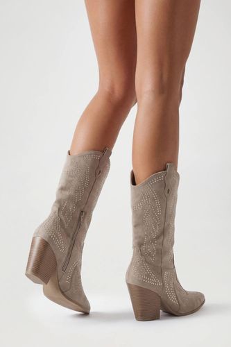 Bottes Western En Synthétique Avec Détails Cloutés | Taille 36 - boohoo - Modalova