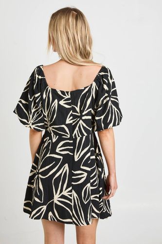 Robe Courte Petite À Manches Volumineuses Et Imprimé Floral Texturé | Taille 44 - boohoo - Modalova