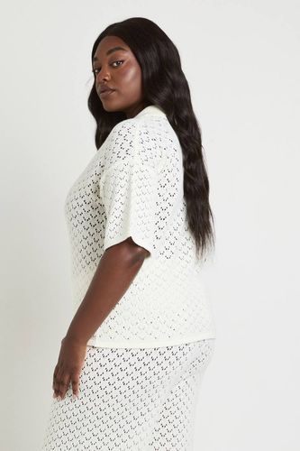 Haut De Plage Grande Taille En Maille À Col V | Taille 24-26 - boohoo - Modalova