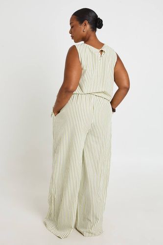 Pantalon Grande Taille À Rayures Avec Cordon De Serrage À La Taille | Taille 48 - boohoo - Modalova