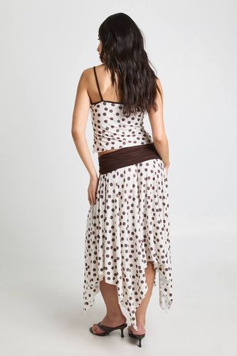 Jupe Midi À Pois Avec Taille Contrastante Repliée | Taille 44 - boohoo - Modalova
