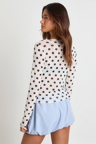 Haut En Mesh Transparent À Pois | Taille 44 - boohoo - Modalova