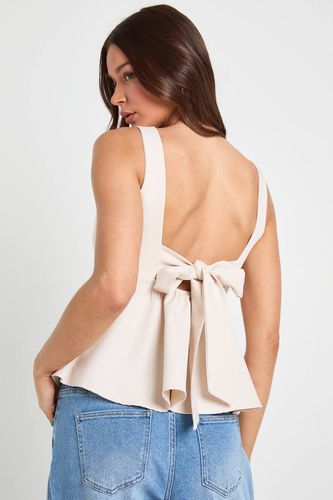 Haut Dos Noué Col Nageur En Crêpe | Taille 42 - boohoo - Modalova
