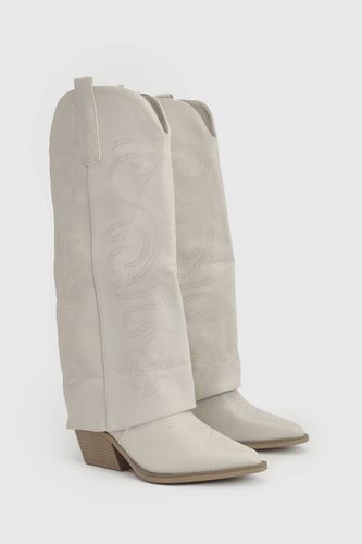 Bottes Western Montantes À Revers | Taille 41 - boohoo - Modalova