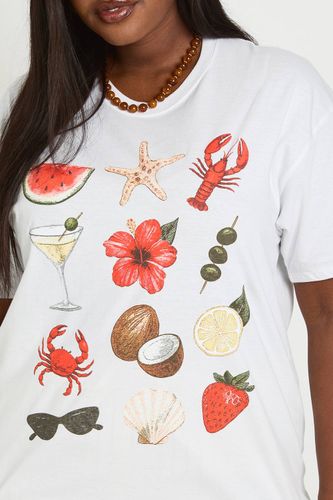 T-shirt Oversize Imprimé Collage Tropical Plus | Taille 48 - boohoo - Modalova