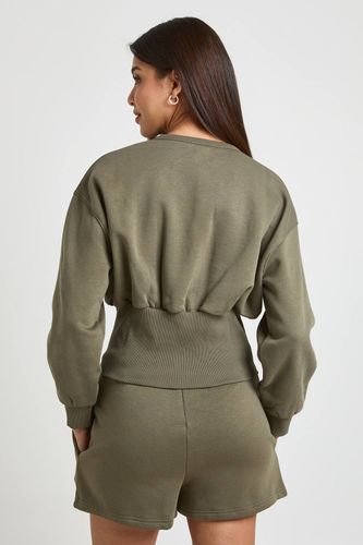 Ensemble Survêtement Court Sweat Boutonné Taille Cintrée | Taille Medium - boohoo - Modalova