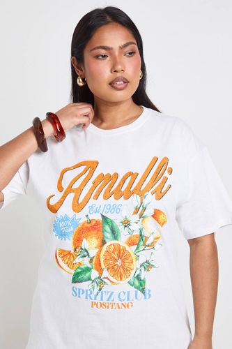 T-shirt Imprimé Oranges D'amalfi Grande Taille | Taille 52 - boohoo - Modalova