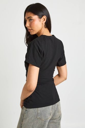 T-shirt Tall En Jersey À Taille Froncée Et Manches Courtes | Taille 46 - boohoo - Modalova