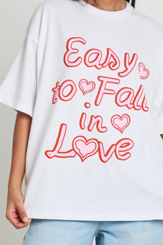 T-shirt Imprimé Easy To Fall In Love | Taille Medium - boohoo - Modalova