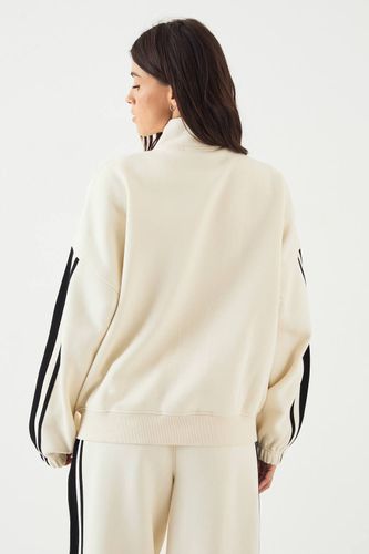 Sweat-shirt Bomber Oversize à Col Cheminée et Bandes Latérales | Taille XL - DSGN Studio - Modalova