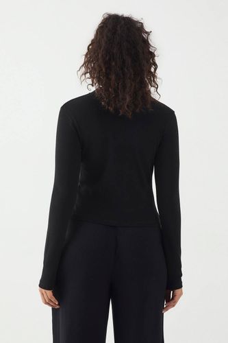 Haut à Manches Longues Boutonné avec Broderie Script et Texture Côtelée | Taille 50 - DSGN Studio - Modalova