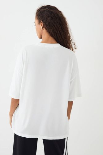 T-Shirt Col Rond Oversize avec Broderie Script | Taille XS - DSGN Studio - Modalova