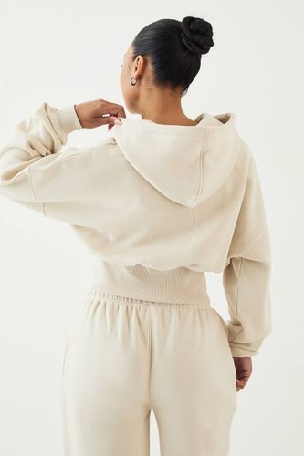 Sweat À Casynthétiqueche Zippé À Ourlet Profond Resserré Avec Broderie Script | Taille XS - DSGN Studio - Modalova