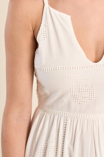 Robe mi-longue en coton, broderies ajourées - Molly Bracken - Modalova
