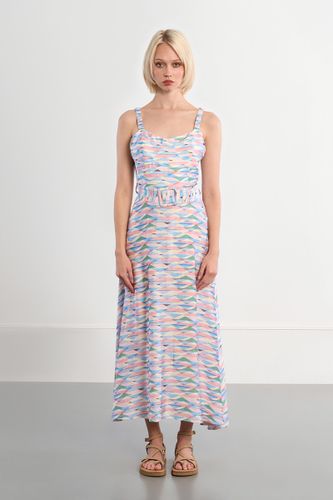 Robe maxi ceinturée à imprimé géométrique - LILI SIDONIO - Modalova