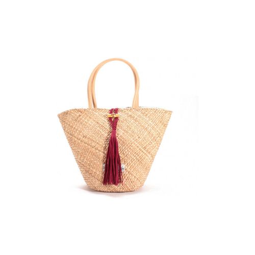 Sac Panier beige ruban bordeaux - Scooter - Modalova