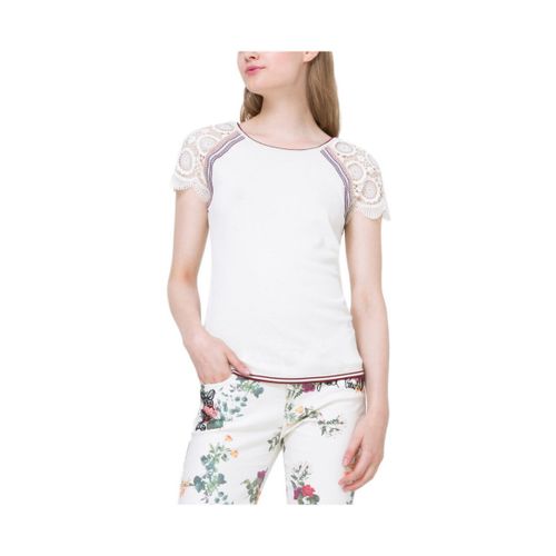 T-shirt Pull Lace Sleeve Blanc 74J2WG8 - Desigual - Modalova