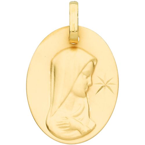 Pendentifs Médaille ovale vierge diamantée 1 étoile or jaune - Brillaxis - Modalova