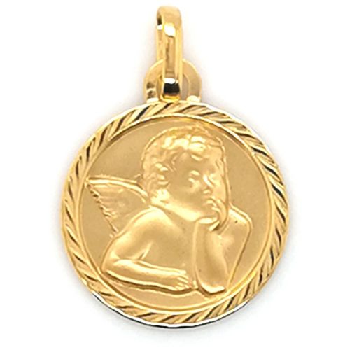 Pendentifs Médaille ange diamantée striée or jaune - Brillaxis - Modalova