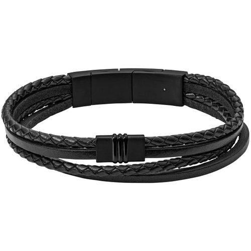Bracelets Bracelet cuir noir multi-rangs - Fossil - Modalova