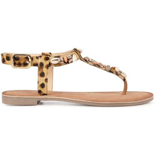 Sandales LPB Tongs Cuir Badria Print Beige Léopard - Les Petites Bombes - Modalova