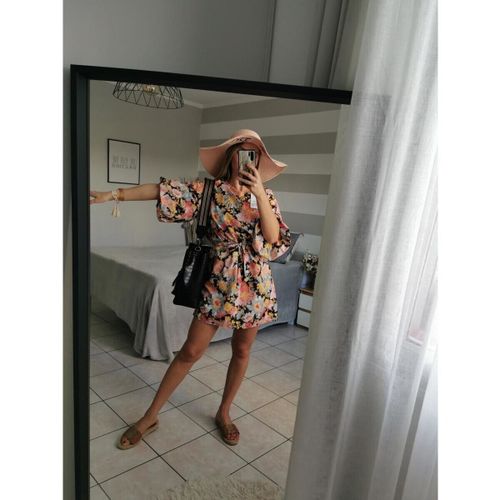 Robe courte Moderne Robe Mini Flowers Black - Made In Italy - Modalova